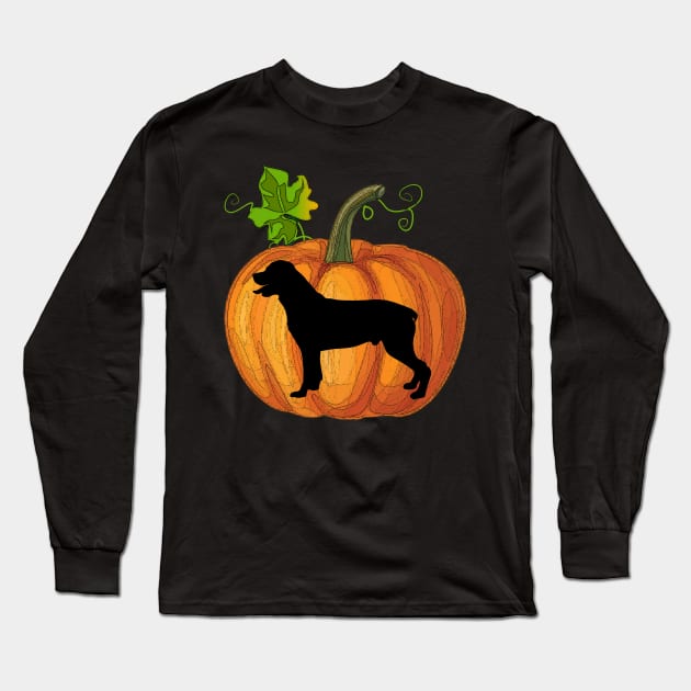 Rottweiler in pumpkin Long Sleeve T-Shirt by Flavie Kertzmann